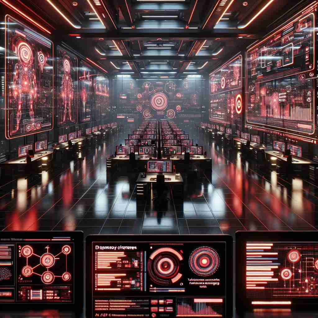An image illustrating Futuristic control room with glowing screens displaying complex data visualizations.